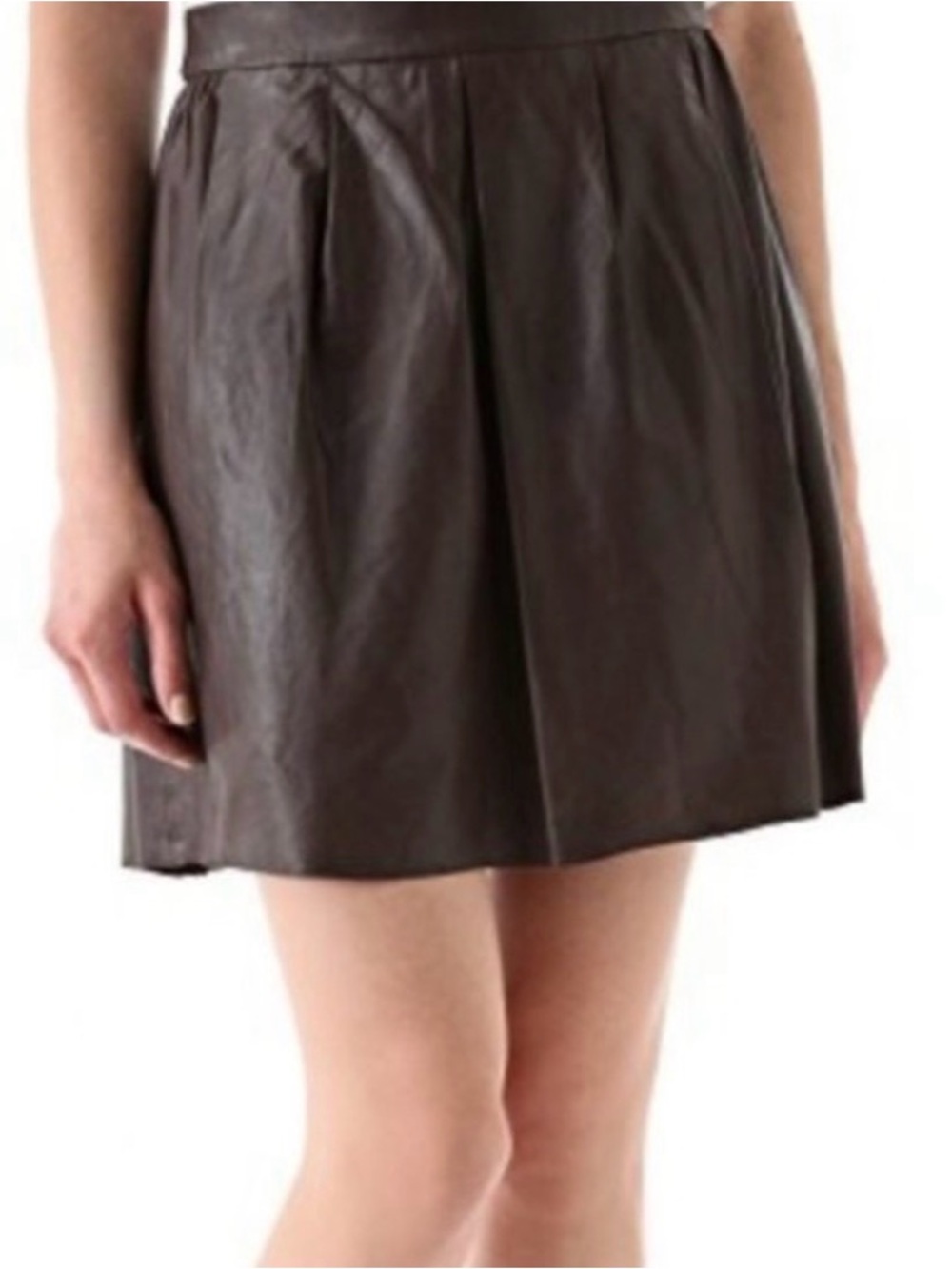 Dark Brown Vince Genuine Leather Miniskirt in XS/TP